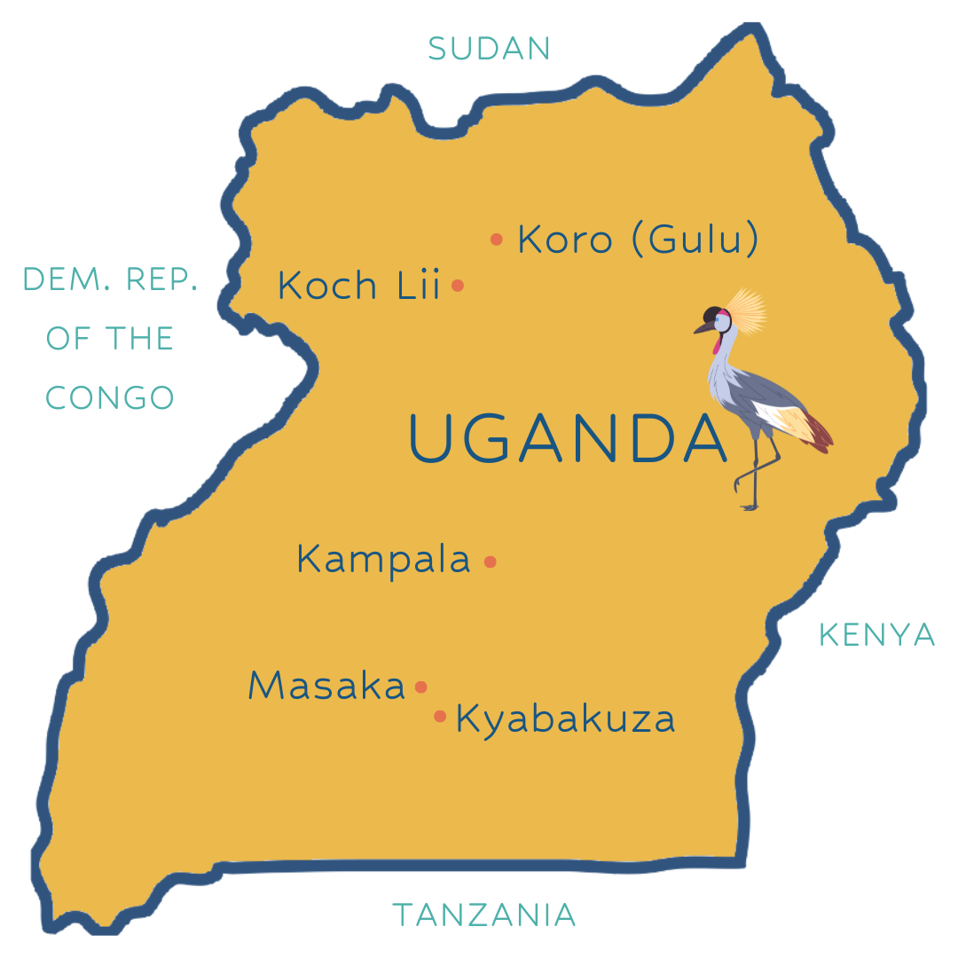 Map of Uganda with Hope Alive Locations Marked